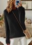 Women's Solid Color Long-Sleeved Round Neck Pullover Thin Knitted Bottoming Shirt