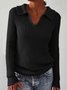 Women's Solid Color Long Sleeve Sweater Lapel Slim Fit Vintage Knit Top