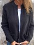 Stand Collar Casual  Sweater Knitted Stand Collar Zipper Coat Loose Pocket Jacket