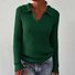 Women's Solid Color Long Sleeve Sweater Lapel Slim Fit Vintage Knit Top