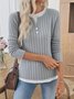 Women Plain V Neck Casual Long Sleeve T-shirt