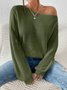 Casual Regular Fit Off The Shoulder Sweater
