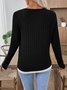 Women Plain V Neck Casual Long Sleeve T-shirt