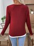 Women Plain V Neck Casual Long Sleeve T-shirt