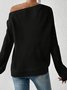 Casual Regular Fit Off The Shoulder Sweater