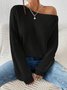 Casual Regular Fit Off The Shoulder Sweater