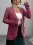 Women's Solid Color Cardigan Ribbed Brushed Stitching Long-Sleeved Jacket