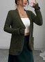 Women's Solid Color Cardigan Ribbed Brushed Stitching Long-Sleeved Jacket