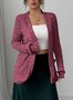 Women's Solid Color Cardigan Ribbed Brushed Stitching Long-Sleeved Jacket