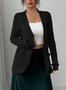 Women's Solid Color Cardigan Ribbed Brushed Stitching Long-Sleeved Jacket
