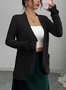 Women's Solid Color Cardigan Ribbed Brushed Stitching Long-Sleeved Jacket