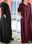 Casual Plain Hoodie Maxi Dress
