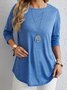 Women Plain Crew Neck Casual Long Sleeve T-shirt