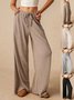 Women's  Elastic Waist H-Line Wide Leg Pants Daily Going Out Pants Khaki Casual Split Joint Plain Spring/Fall Pants