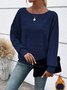 Casual Plain Crew Neck Blouse
