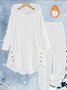 Loose Casual Solid Color Plush Hooded Long-Sleeved Trousers Two-Piece Suit