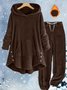 Loose Casual Solid Color Plush Hooded Long-Sleeved Trousers Two-Piece Suit