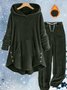 Loose Casual Solid Color Plush Hooded Long-Sleeved Trousers Two-Piece Suit