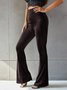 Women's  Elastic Waist H-Line Flare Pants Daily Going Out Pants Gray Casual Split Joint Plain Spring/Fall Pants
