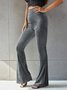 Women's  Elastic Waist H-Line Flare Pants Daily Going Out Pants Gray Casual Split Joint Plain Spring/Fall Pants