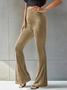 Women's  Elastic Waist H-Line Flare Pants Daily Going Out Pants Gray Casual Split Joint Plain Spring/Fall Pants