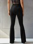 Women's  Elastic Waist H-Line Flare Pants Daily Going Out Pants Gray Casual Split Joint Plain Spring/Fall Pants