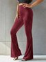 Women's  Elastic Waist H-Line Flare Pants Daily Going Out Pants Gray Casual Split Joint Plain Spring/Fall Pants