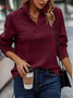 Mock Neck Simple Solid Color Pleated Zip-up Collar Sweatshirt
