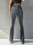 Women's  Elastic Waist H-Line Flare Pants Daily Going Out Pants Gray Casual Split Joint Plain Spring/Fall Pants