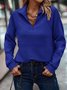 Mock Neck Simple Solid Color Pleated Zip-up Collar Sweatshirt