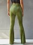 Women's  Elastic Waist H-Line Flare Pants Daily Going Out Pants Gray Casual Split Joint Plain Spring/Fall Pants