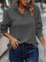 Mock Neck Simple Solid Color Pleated Zip-up Collar Sweatshirt