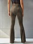 Women's  Elastic Waist H-Line Flare Pants Daily Going Out Pants Gray Casual Split Joint Plain Spring/Fall Pants