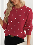 Casual Polka Dots Loose Crew Neck Sweater