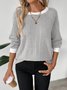 Women Plain Crew Neck Casual Long Sleeve T-shirt
