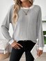 Women Plain Crew Neck Casual Long Sleeve T-shirt