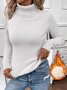 Women Plain Turtleneck Vintage Long Sleeve T-shirt