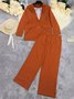Cotton Plain Regular Fit Casual Two-Piece Set