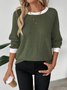 Women Plain Crew Neck Casual Long Sleeve T-shirt