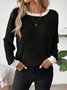 Women Plain Crew Neck Casual Long Sleeve T-shirt