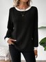 Women Plain Crew Neck Casual Long Sleeve T-shirt