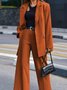 Cotton Plain Regular Fit Casual Two-Piece Set