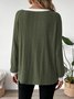 Women Plain Crew Neck Casual Long Sleeve T-shirt