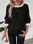 Women Plain Crew Neck Casual Long Sleeve T-shirt