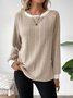 Women Plain Crew Neck Casual Long Sleeve T-shirt