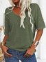 Women Floral V Neck Casual Short Sleeve T-shirt