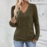 Women Plain V Neck Casual Long Sleeve T-shirt