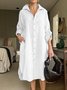 Casual Plain Shirt Collar Midi Dress