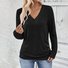 Women Plain V Neck Casual Long Sleeve T-shirt