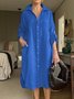 Casual Plain Shirt Collar Midi Dress